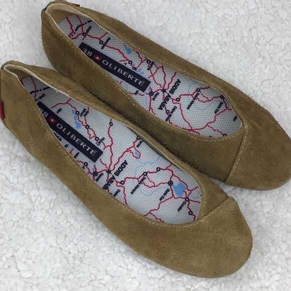 Oliberte Brown Nubuck Suede Slip On Ballet Flats - Picture 3 of 13